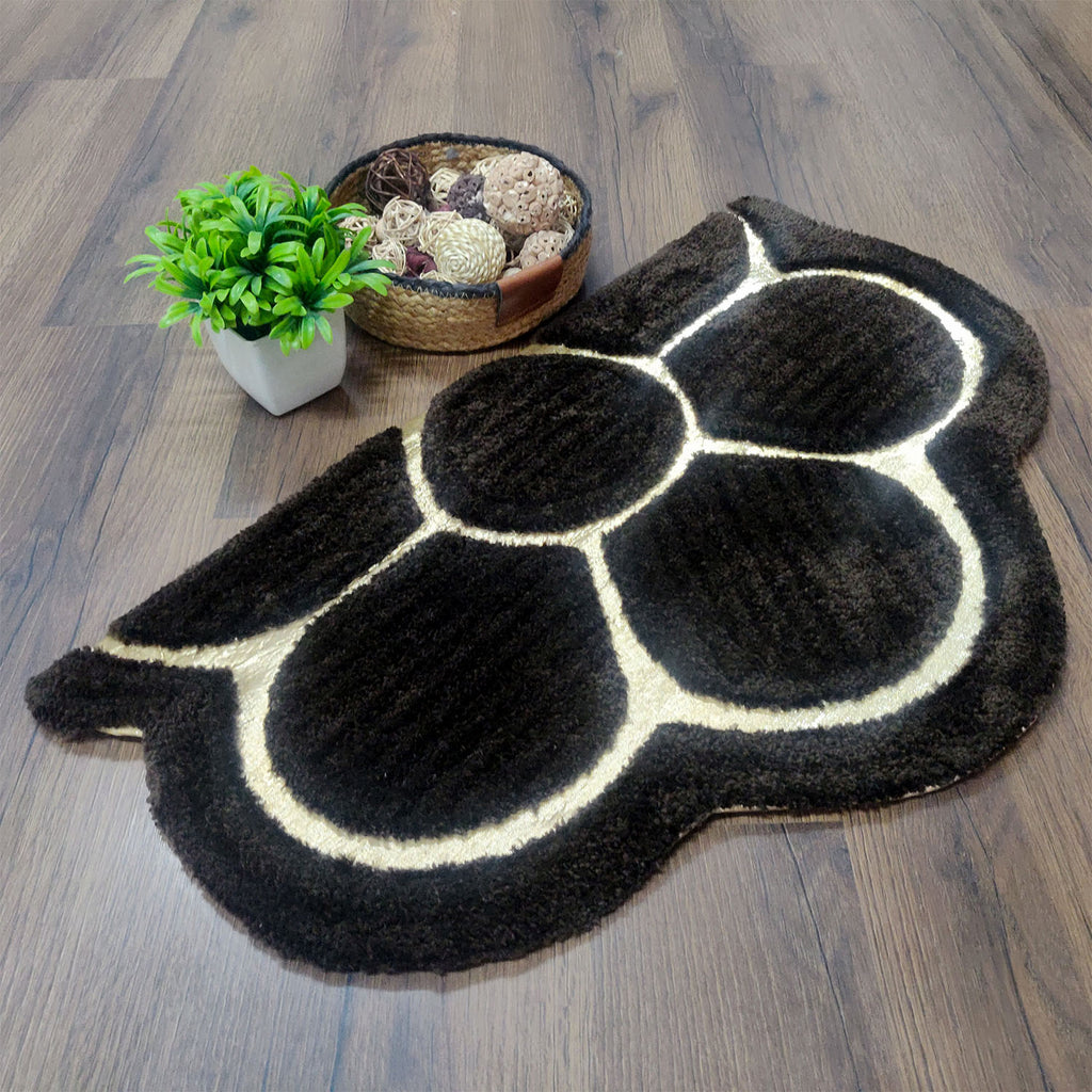 Avioni Divine Collection | Luxury Golden/Silver Touch Tufted Rug In Beautiful Flower Soft And Plush Handmade Door Mats | Pooja Mats | BathMats -45 cms x 75 cms