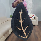 Avioni Divine Collection | Luxury Golden/Silver Touch Tufted Rug In Beautiful Leaf  Shaped Soft And Plush Handmade Door Mats | Pooja Mats | BathMats -45 cms x 75 cms