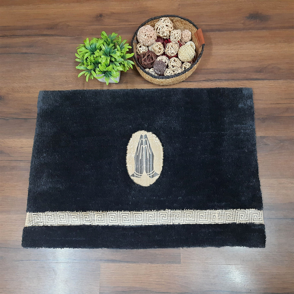 Avioni Divine Collection | Luxury Golden/Silver Touch Tufted Rug In Beautiful-Nameste Soft And Plush Handmade Door Mats | Pooja Mats | BathMats -45 cms x 75 cms
