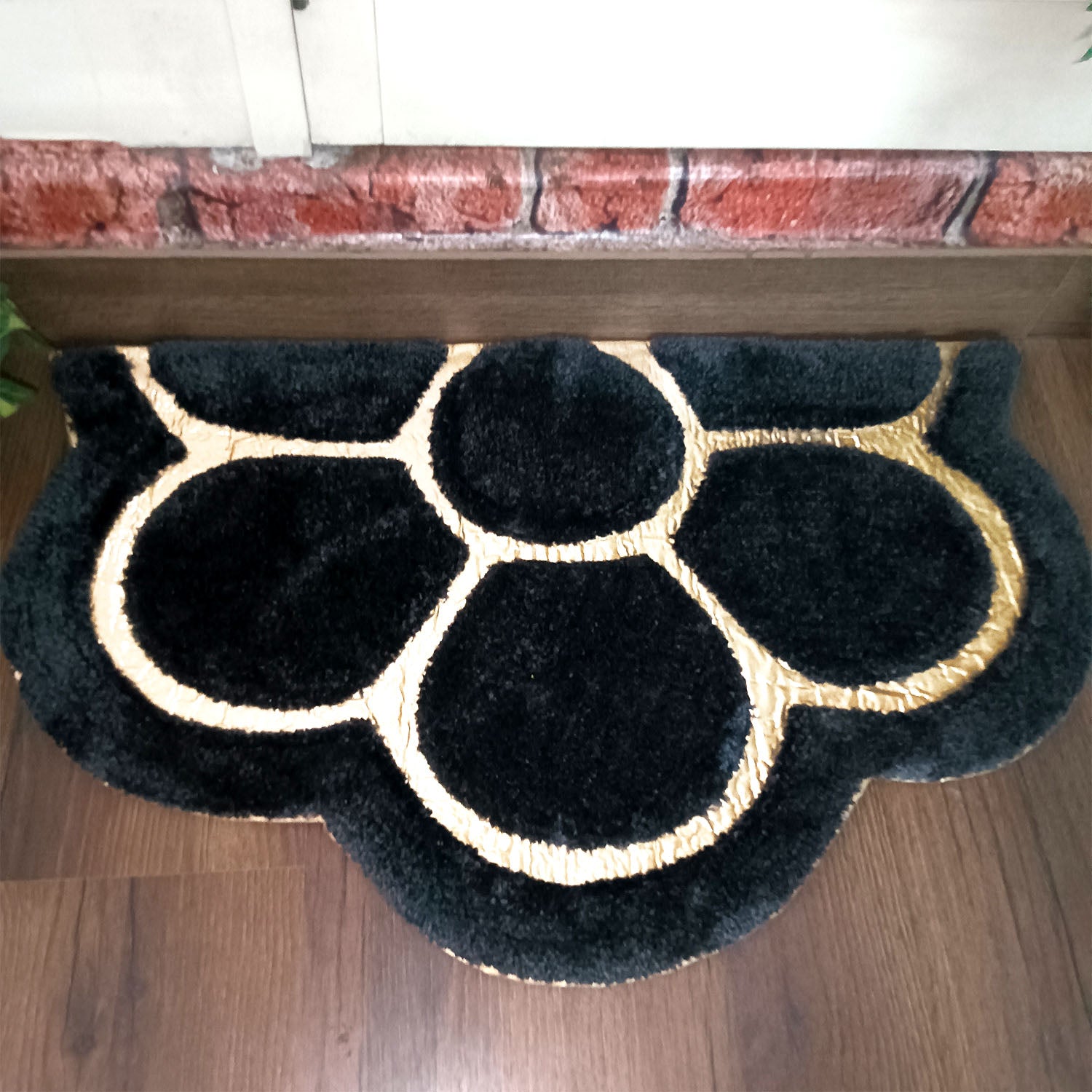 Avioni Divine Collection | Luxury Golden/Silver Touch Tufted Rug In Beautiful Flower Soft And Plush Handmade Door Mats | Pooja Mats | BathMats -45 cms x 75 cms