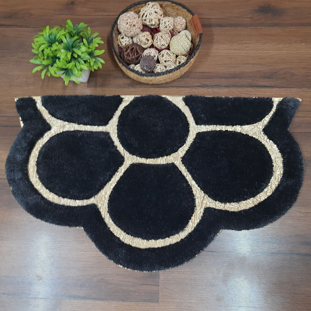 Avioni Divine Collection | Luxury Golden/Silver Touch Tufted Rug In Beautiful Flower Soft And Plush Handmade Door Mats | Pooja Mats | BathMats -45 cms x 75 cms