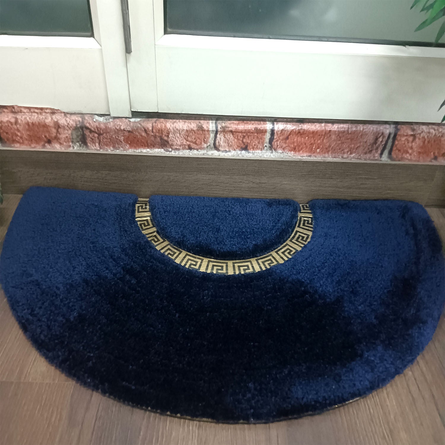 Avioni Divine Collection | Luxury Golden/Silver Touch Tufted Rug In Beautiful-D Shaped Soft And Plush Handmade Door Mats | Pooja Mats | BathMats -45 cms x 75 cms