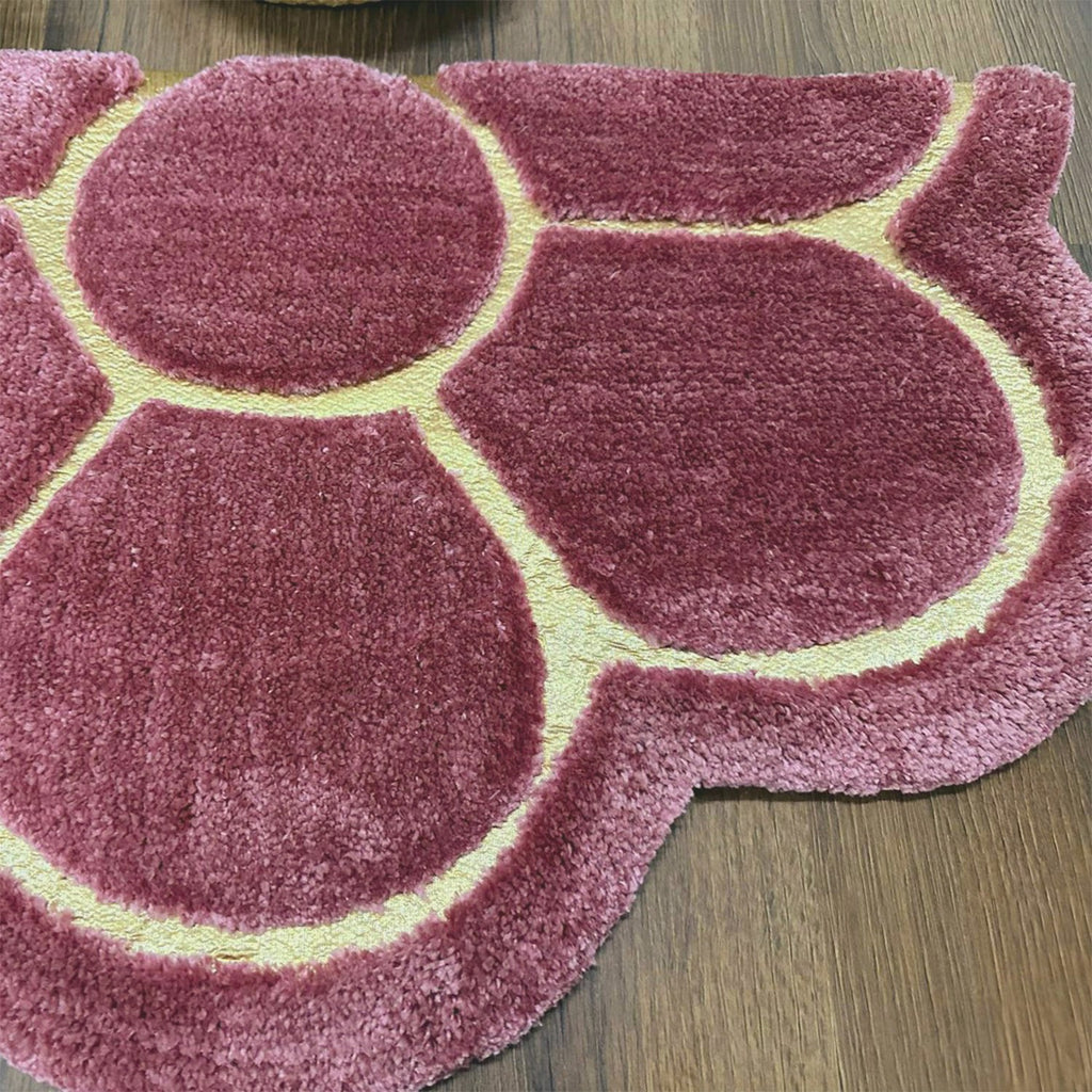 Avioni Divine Collection | Luxury Golden/Silver Touch Tufted Rug In Beautiful Flower Soft And Plush Handmade Door Mats | Pooja Mats | BathMats -45 cms x 75 cms