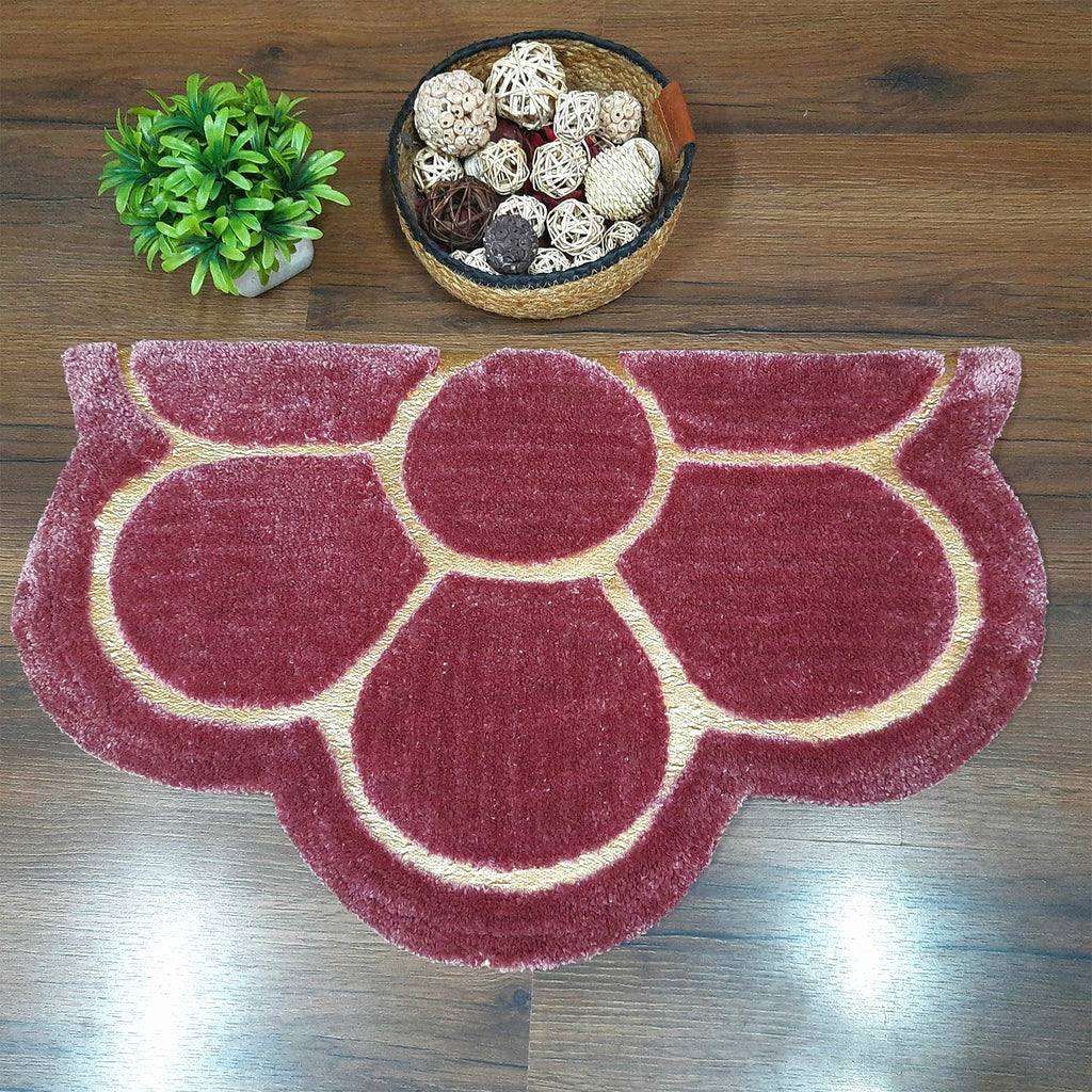 Avioni Divine Collection | Luxury Golden/Silver Touch Tufted Rug In Beautiful Flower Soft And Plush Handmade Door Mats | Pooja Mats | BathMats -45 cms x 75 cms