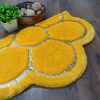 Avioni Divine Collection | Luxury Golden/Silver Touch Tufted Rug In Beautiful Flower Soft And Plush Handmade Door Mats | Pooja Mats | BathMats -45 cms x 75 cms