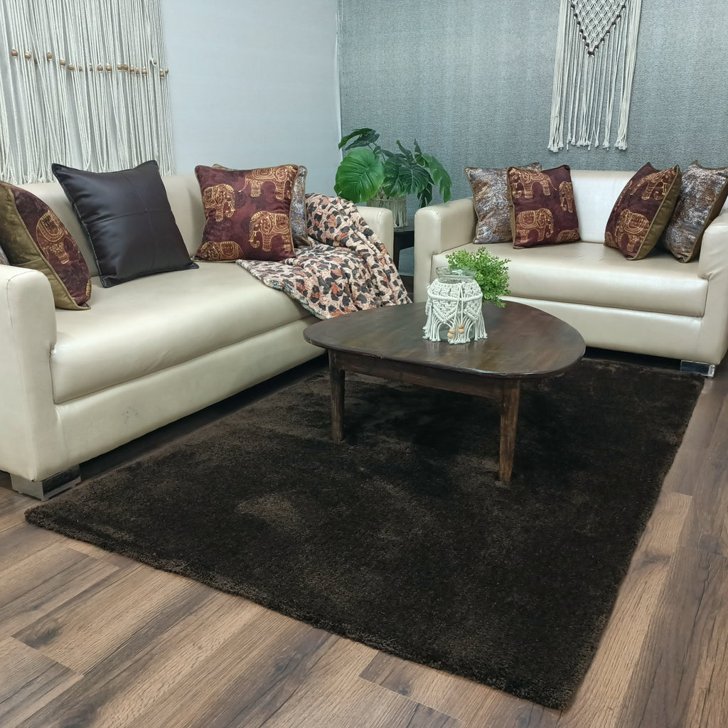 Avioni Home Atlas Collection - Moroccan Style Microfiber  Carpet In Plain Brown| Soft, Non-Slip, Easy to Clean