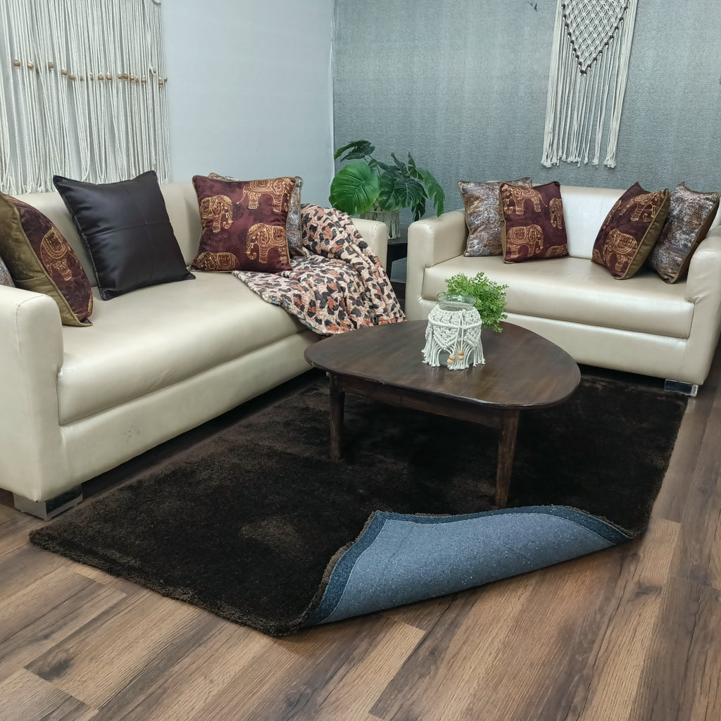 Avioni Home Atlas Collection - Moroccan Style Microfiber  Carpet In Plain Brown| Soft, Non-Slip, Easy to Clean