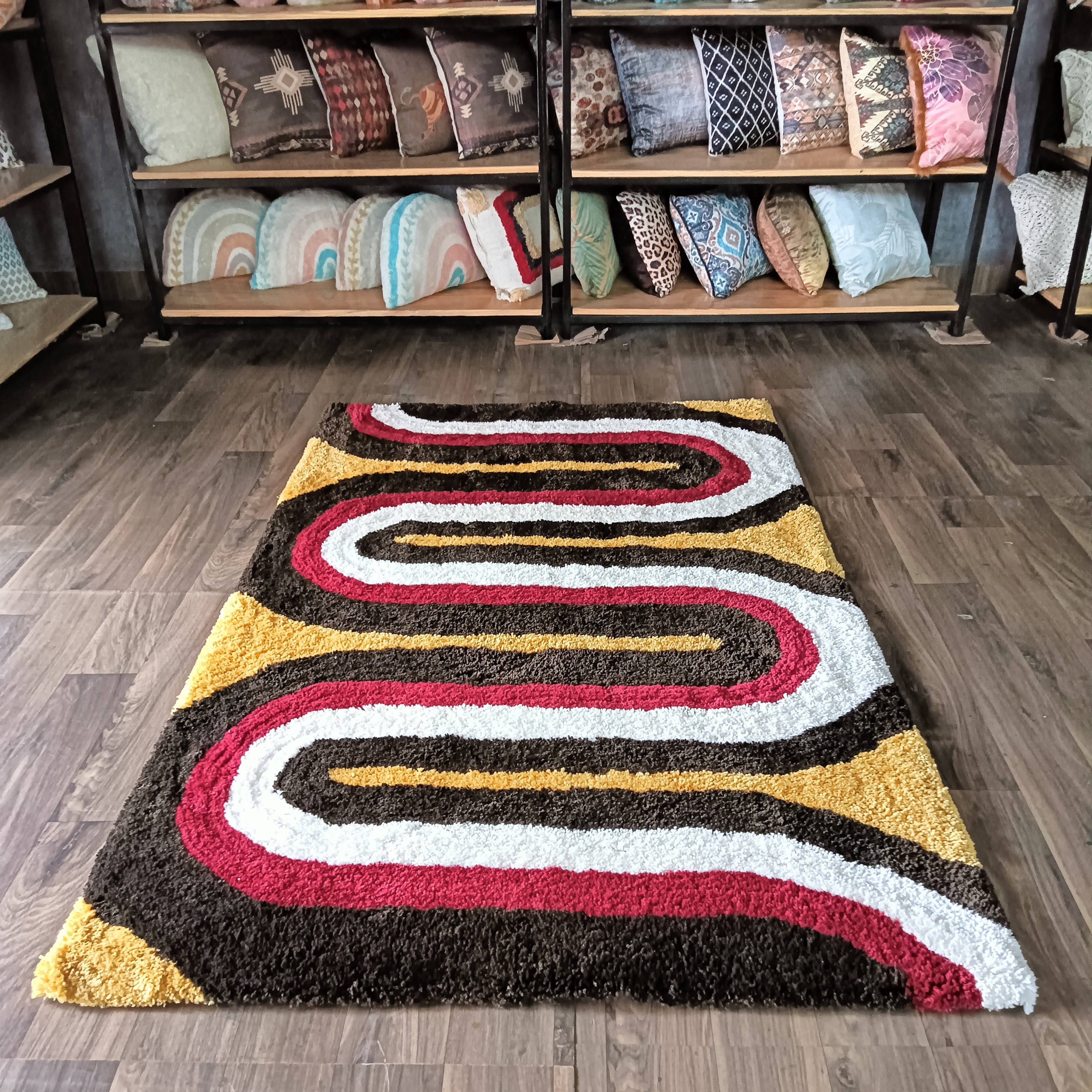 Avioni Home Atlas Collection - Plush Soft Washable Carpet with Retro Wave Design in Multi Color| Soft, Easy to Clean