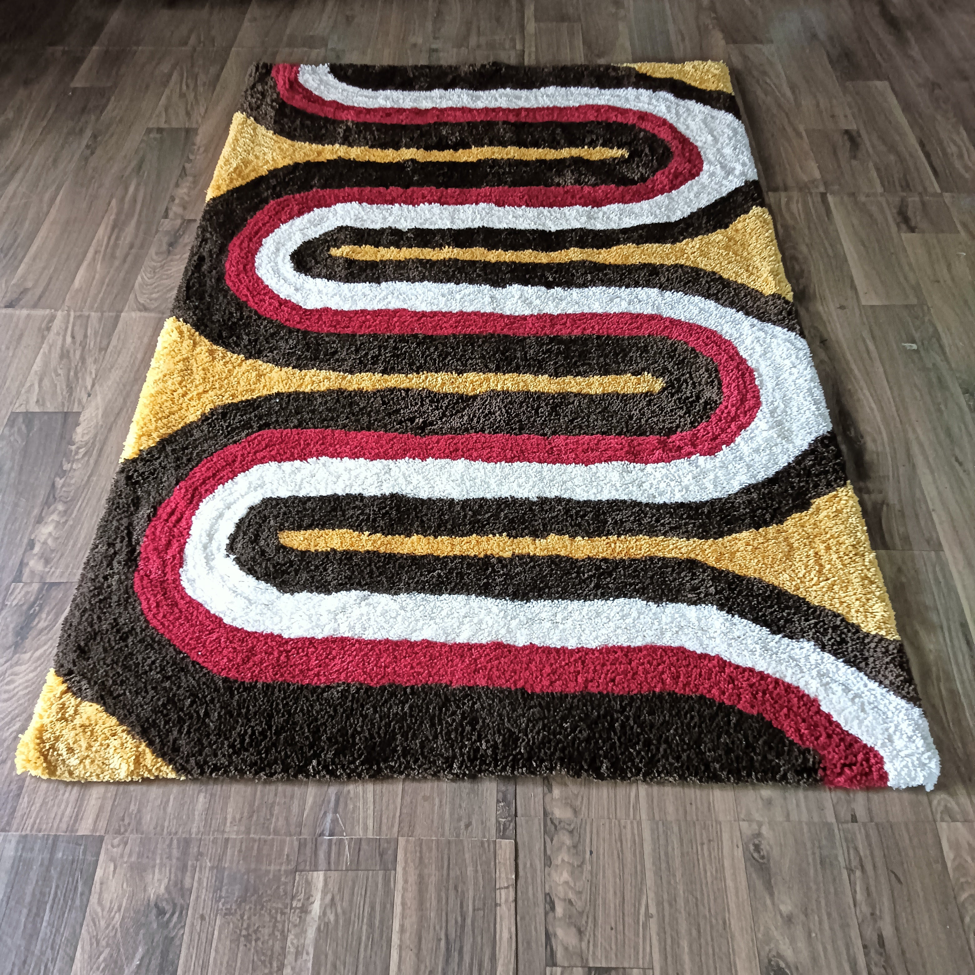 Avioni Home Atlas Collection - Plush Soft Washable Carpet with Retro Wave Design in Multi Color| Soft, Easy to Clean