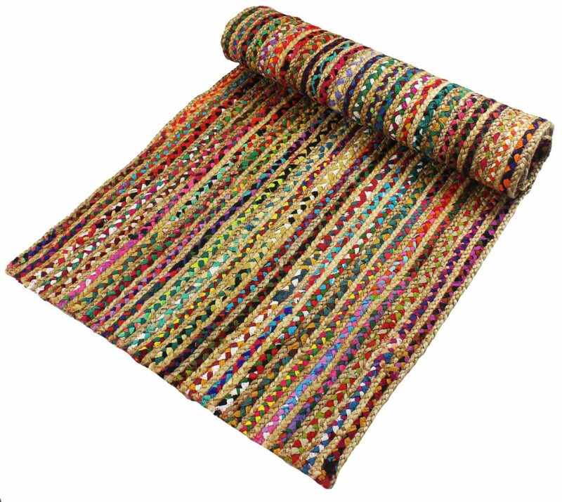 Chindi With Jute Handmade Braided Area Rugs|Runner for Bedside, Hallway or Kitchen| Avioni- Premium Collection-56×140 cm