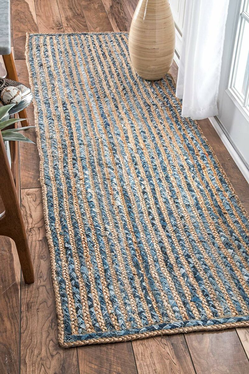 Denim/Jeans With Jute Handmade Braided Rugs| Runner for Bedside, Hallway or Kitchen |Avioni- Premium Collection-56×140 cm