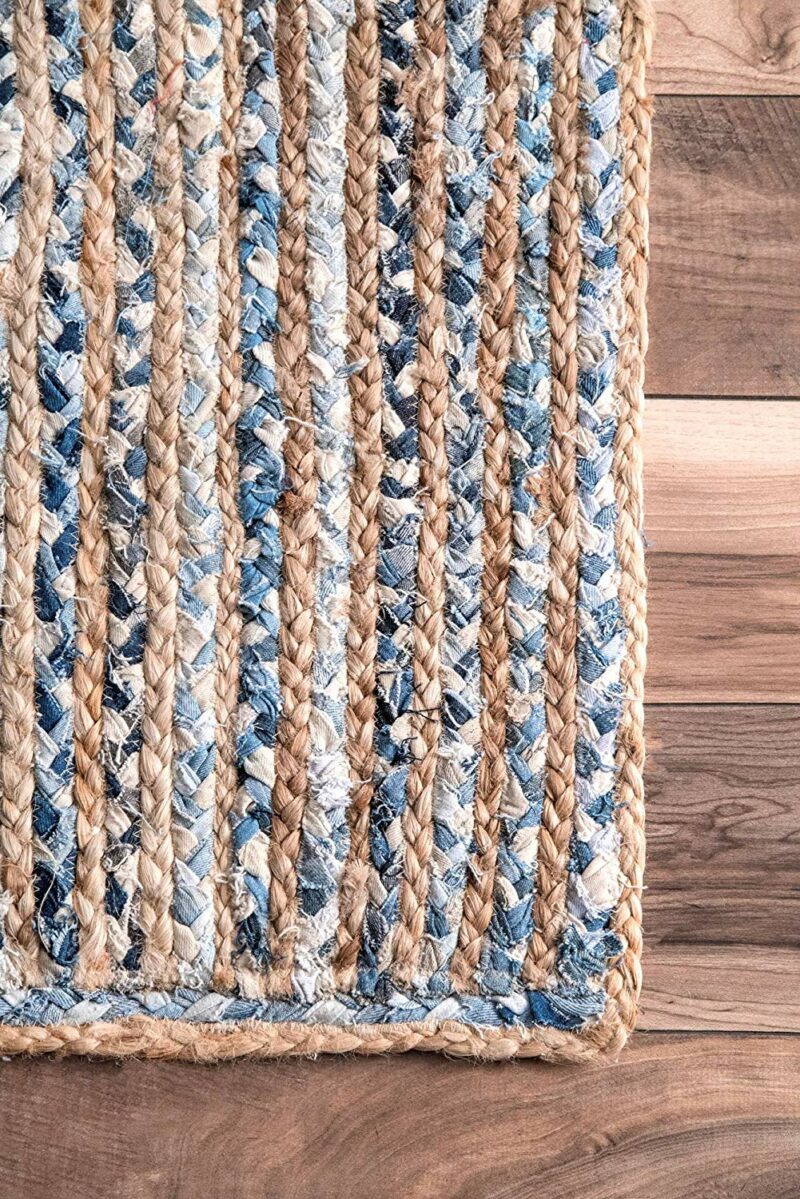 Denim/Jeans With Jute Handmade Braided Rugs| Runner for Bedside, Hallway or Kitchen |Avioni- Premium Collection-56×140 cm