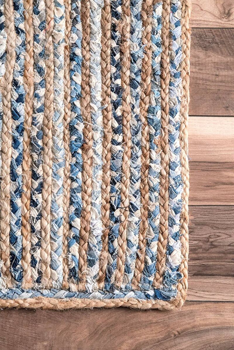 Denim/Jeans With Jute Handmade Braided Rugs| Runner for Bedside, Hallway or Kitchen |Avioni- Premium Collection-55cm x 137cm (~22" x 55")