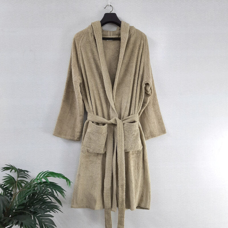 Avioni Classic Luxury Terry Hooded Bathrobes – Hotel and Spa Quality Robes Made with 100% terry cotton -Beige