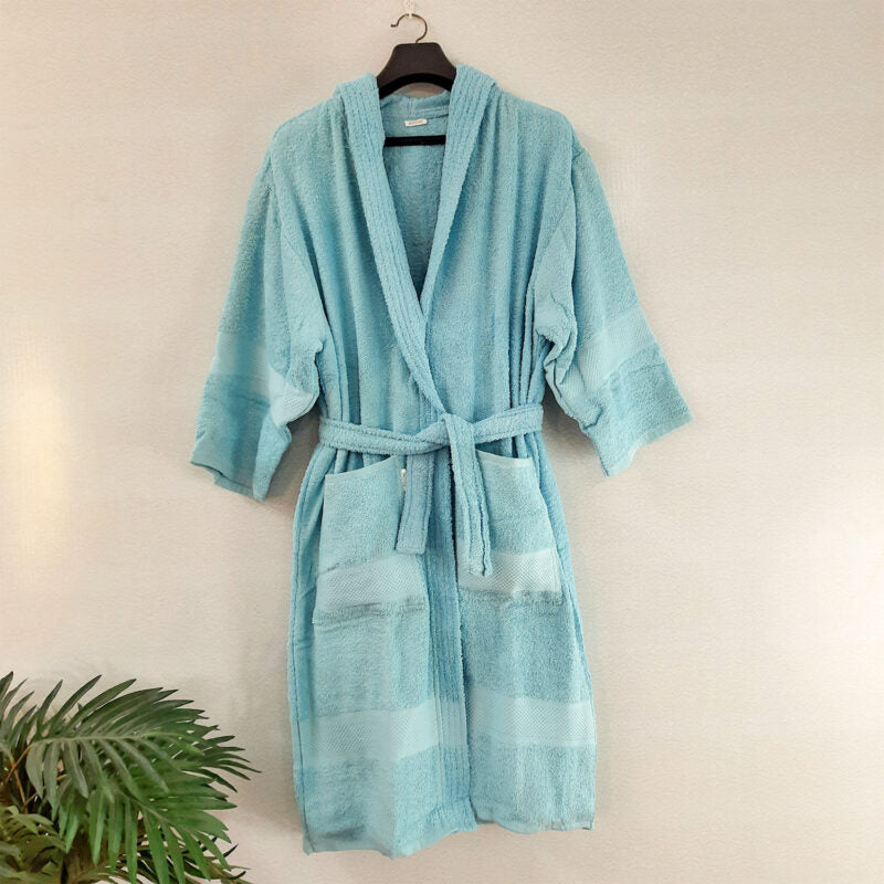 Avioni by Loomkart | Export Quality Bath Robes in Blue in Avioni Zip -Packing- Standard Size