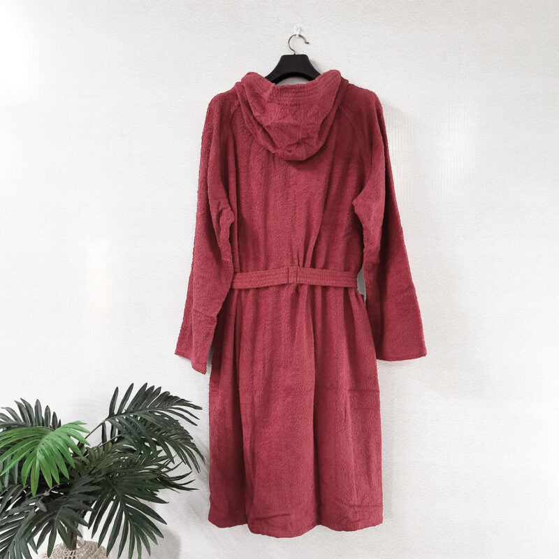 Avioni by Loomkart | Classic Luxury Terry Hooded Bathrobes – Hotel and Spa Quality Robes Made with 100% terry cotton -Red