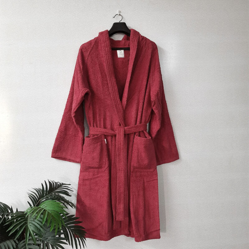 Avioni by Loomkart | Classic Luxury Terry Hooded Bathrobes – Hotel and Spa Quality Robes Made with 100% terry cotton -Red