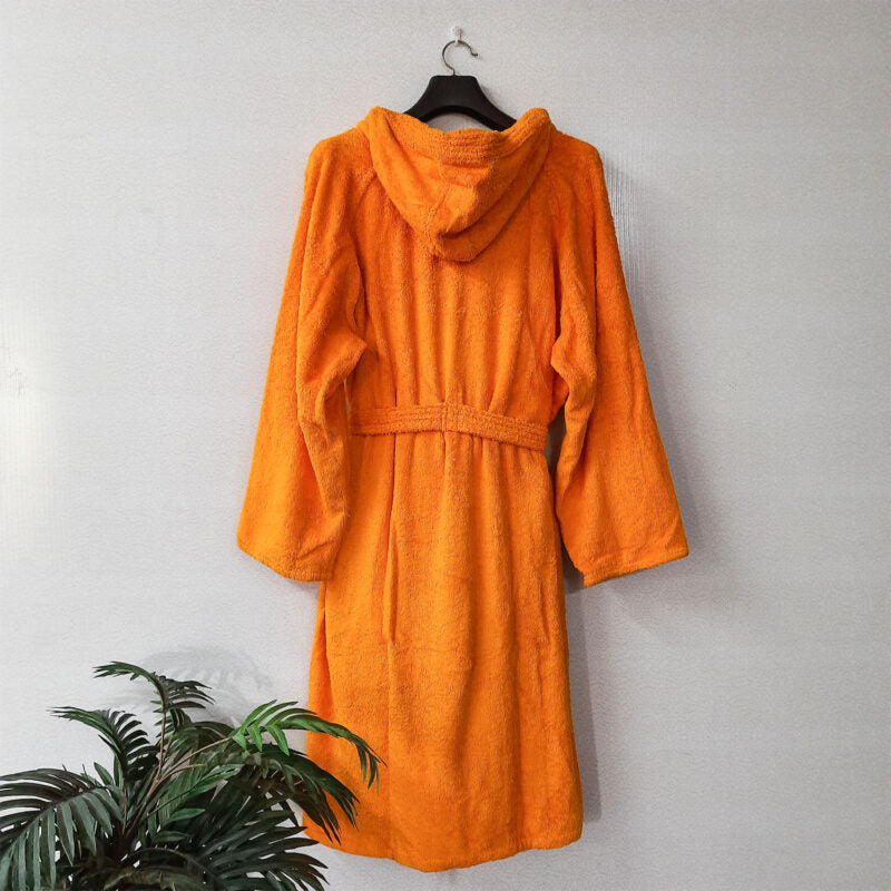 Avioni by Loomkart  | Export Quality Bath Robes in Orange in Zip-Packing- Standard Size