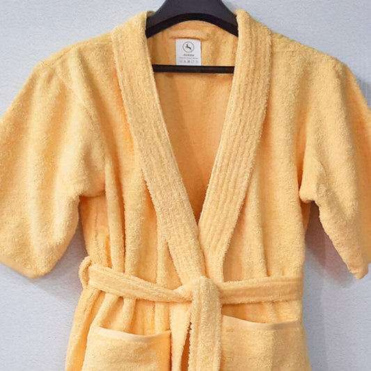 Loomkart Very Fine Export Quality Bath Robes in Yellow in Avioni Zip-Packing- Standard Size