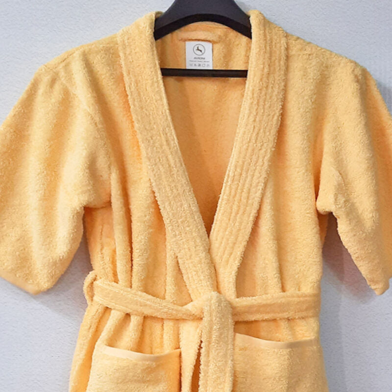 Avioni by Loomkart | Export Quality Bath Robes in Yellow in Avioni Zip-Packing- Standard Size