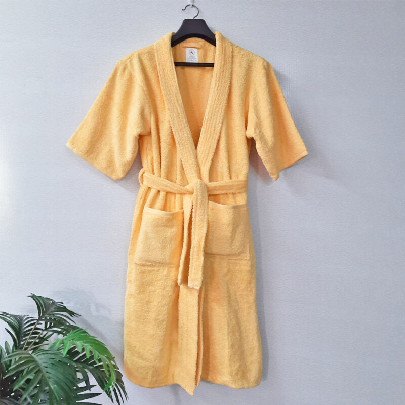Avioni by Loomkart | Export Quality Bath Robes in Yellow in Avioni Zip-Packing- Standard Size