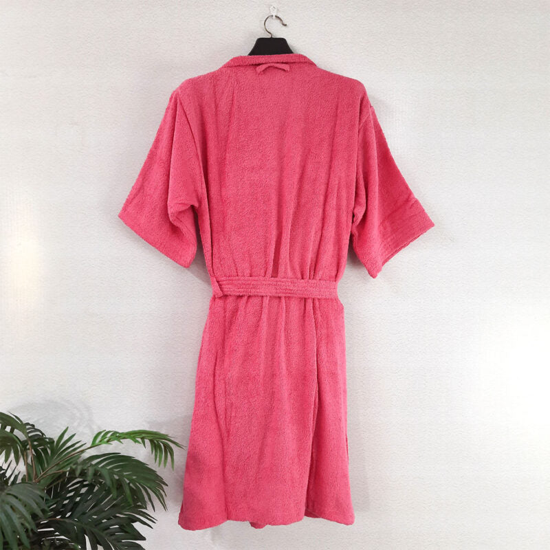 Avioni by Loomkart | Very Fine Export Quality Bath Robes in Pink Without Hood in Avioni Zip-Packing Unisex
