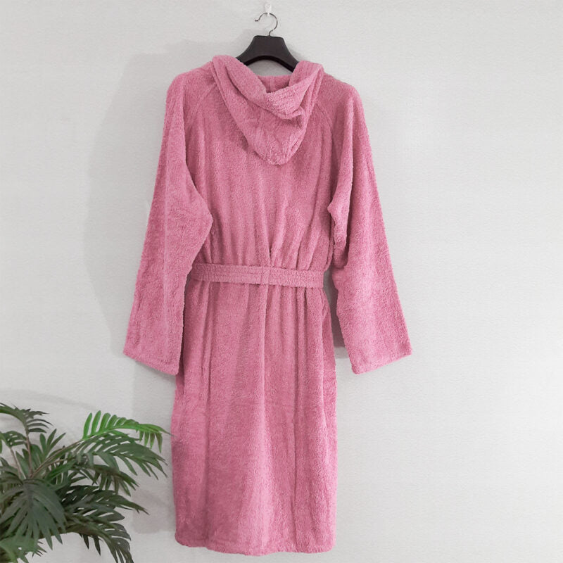 Avioni by Loomkart | Very Fine Export Quality Bath Robes in Pink With Hood in Avioni Zip-Packing Unisex