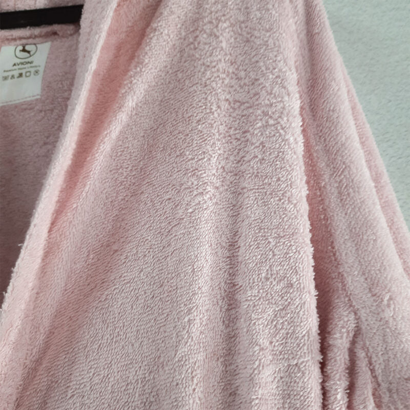 Loomkart Very Fine Export Quality Bath Robes in Pink With Hood in Avioni Zip-Packing Unisex