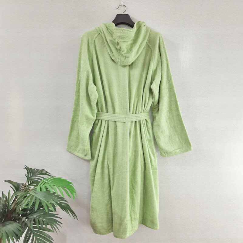 Avioni by Loomkart | Export Quality Bath Robes in Green With Hood in Zip-Packing Unisex