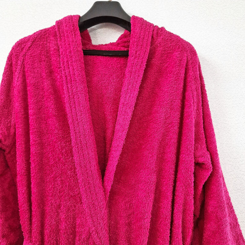 Loomkart Very Fine Export Quality Bath Robes in Dark Pink With Hood in Avioni Zip-Packing Unisex