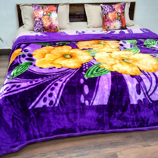 Mink Double Bed Blankets Purple Floral Very Soft And Warm by Avioni
