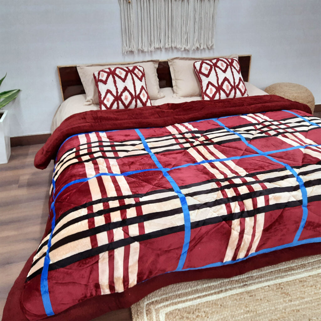Winter Value Deal | Buy Quilt |Double Bed | Quilt( Rajai) For Winters| Microfiber Filling |Red Modern | Avioni-215cm x 230cm (~85″ x 90″)