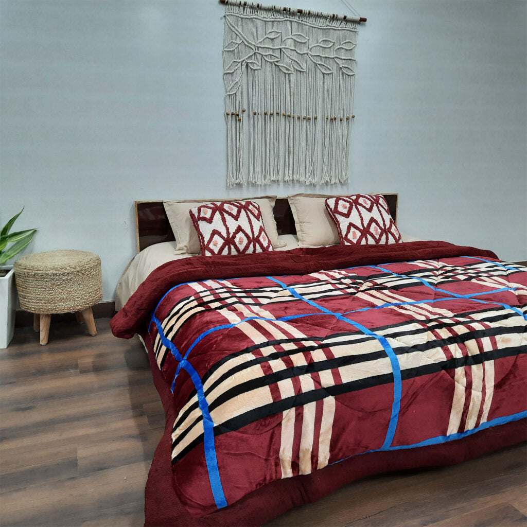 Winter Value Deal | Buy Quilt |Double Bed | Quilt( Rajai) For Winters| Microfiber Filling |Red Modern | Avioni-215cm x 230cm (~85″ x 90″)
