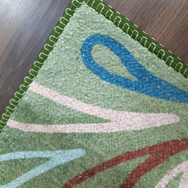 Avioni Luxurious Washable Modern Durable Handmade Vibrant Faux Silk Rug/Carpet In Green Floral