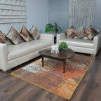 Avioni Luxurious Washable Modern Durable Handmade Vibrant Faux Silk Rug/Carpet In Golden Floral