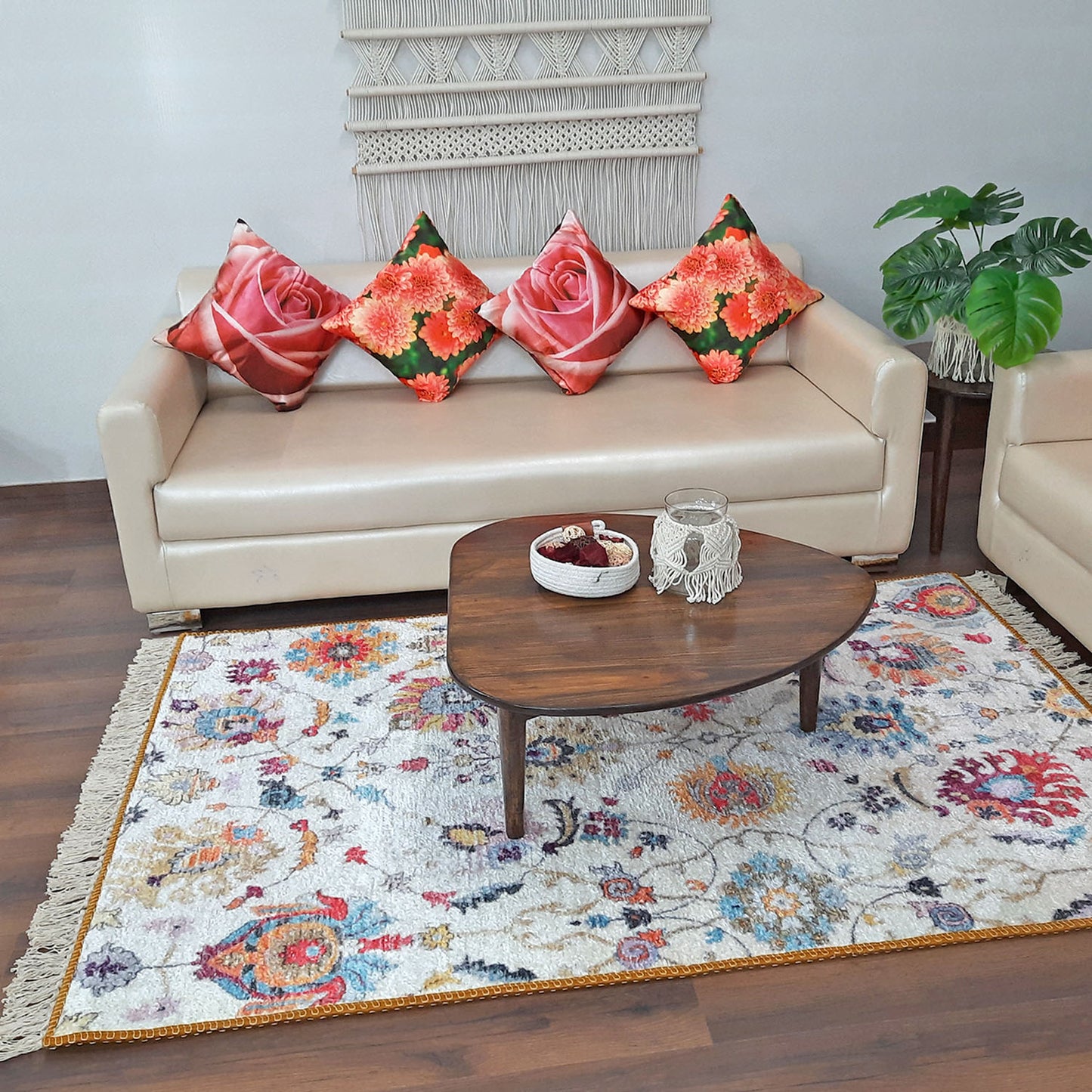 Faux Silk Carpet Ethnic Floral Design – Living Room Rug – Avioni
