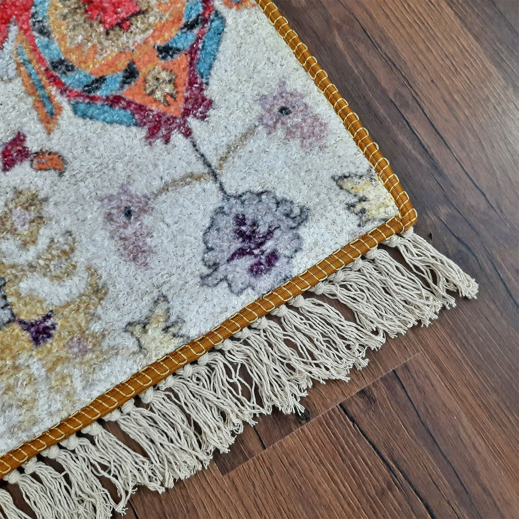 Faux Silk Carpet Ethnic Floral Design – Living Room Rug – Avioni