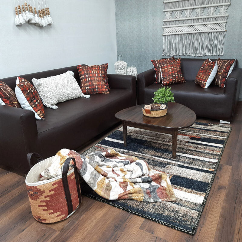 Avioni Faux Silk Rug | Create a Stylish and Modern Living Room | Luxurious, Durable and Washable | Earthy Elegance Collection