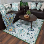 Avioni’s Faux Silk Rug for a Luxurious and Elegant Living Room | Calming Green Collection