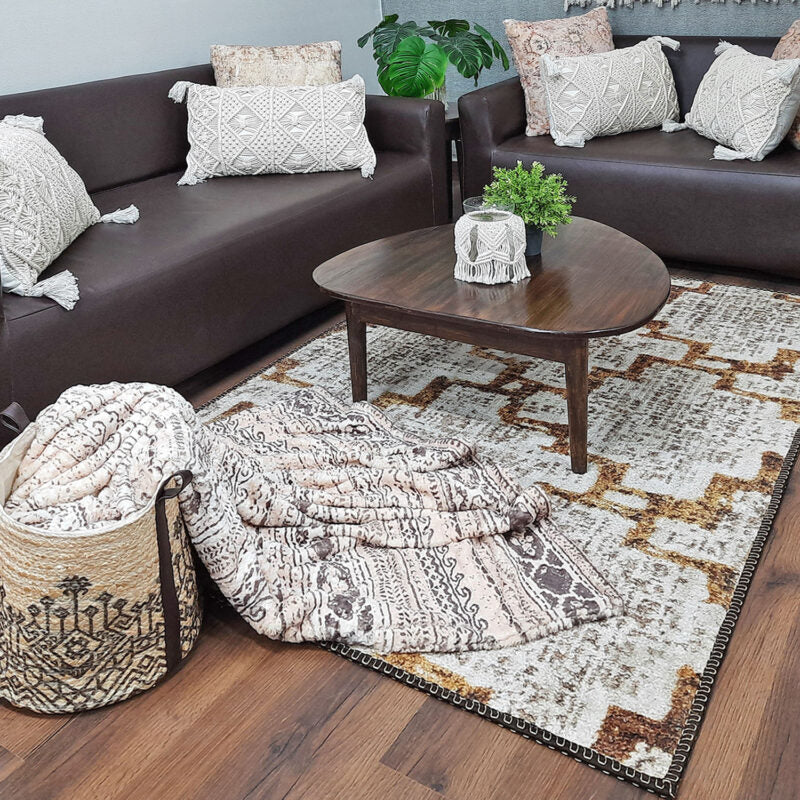 Avioni Faux Silk Rug | Create A Stylish Living Room | Luxurious, Durable and Washable | Earthy Elegance Collection