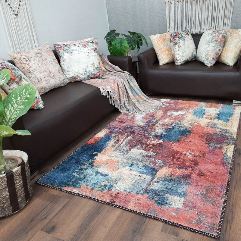 Avioni Faux Silk Carpet for Your Living Room | Abstract Elements | Durable and Washable | BrickLane Collection