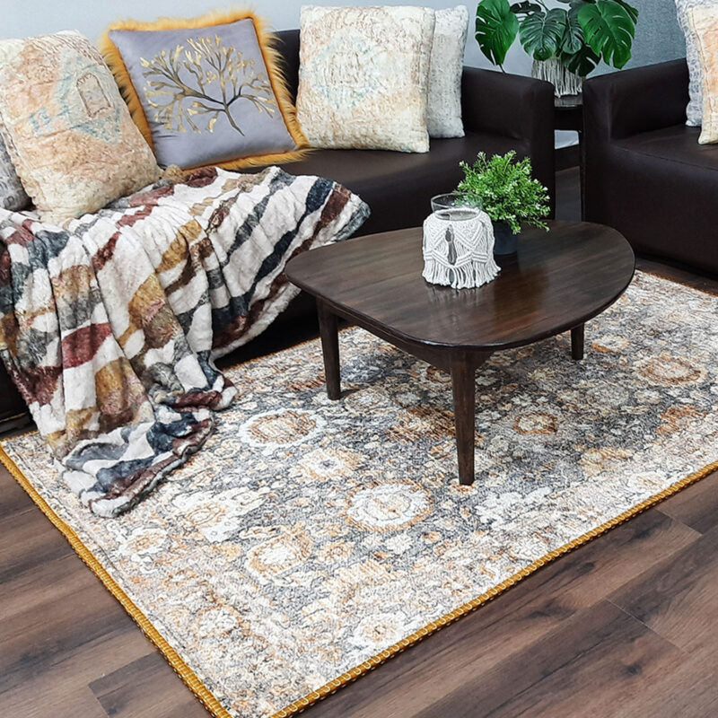Avioni Faux Silk Carpet for Your Living Room | Luxurious Persian Design | Washable | Earthy Elegance Collection
