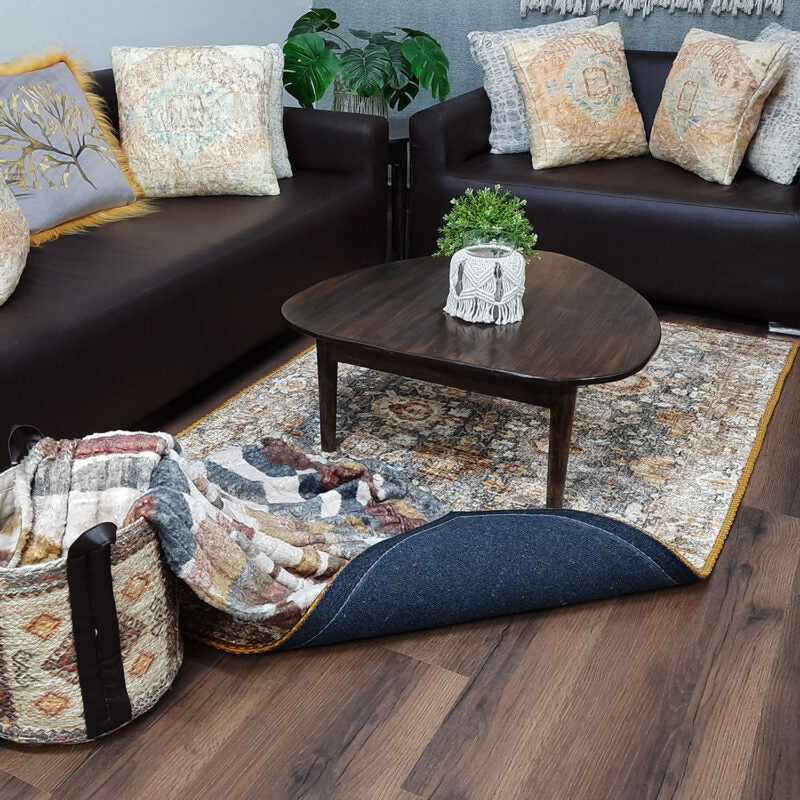 Avioni Faux Silk Carpet for Your Living Room | Luxurious Persian Design | Washable | Earthy Elegance Collection