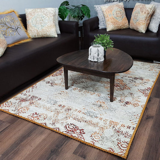 Avioni Faux Silk Carpet | Tribal Elements, Luxurious, Durable and Washable | Earthy Elegance Collection