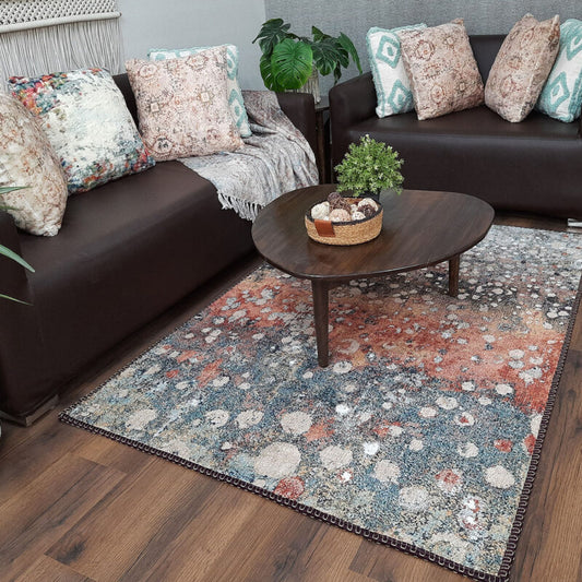 Avioni Faux Silk Carpet for Your Living Room | Modern Design | Durable and Washable | BrickLane Collection