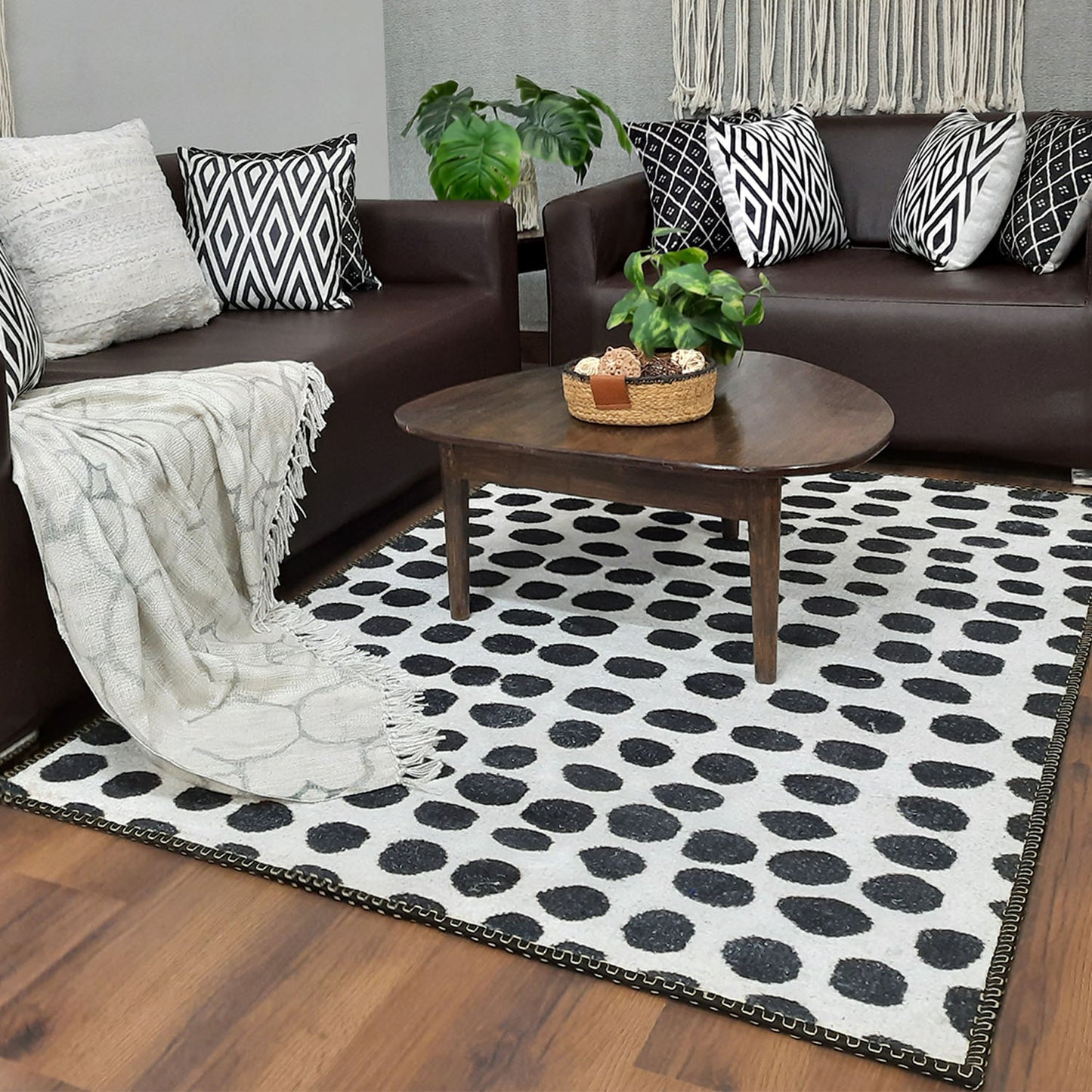 Avioni Faux Silk Carpet for a Stylish and Modern Living Room Monochrome theme | Durable and Washable