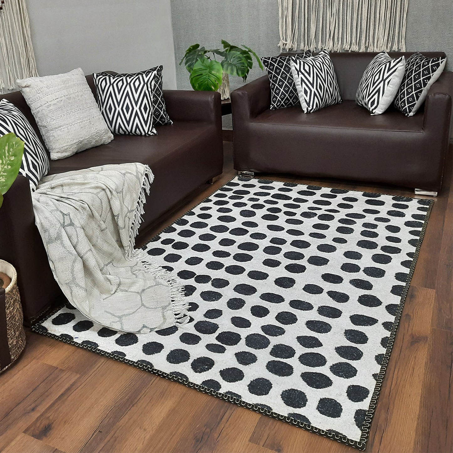 Avioni Faux Silk Carpet for a Stylish and Modern Living Room Monochrome theme | Durable and Washable