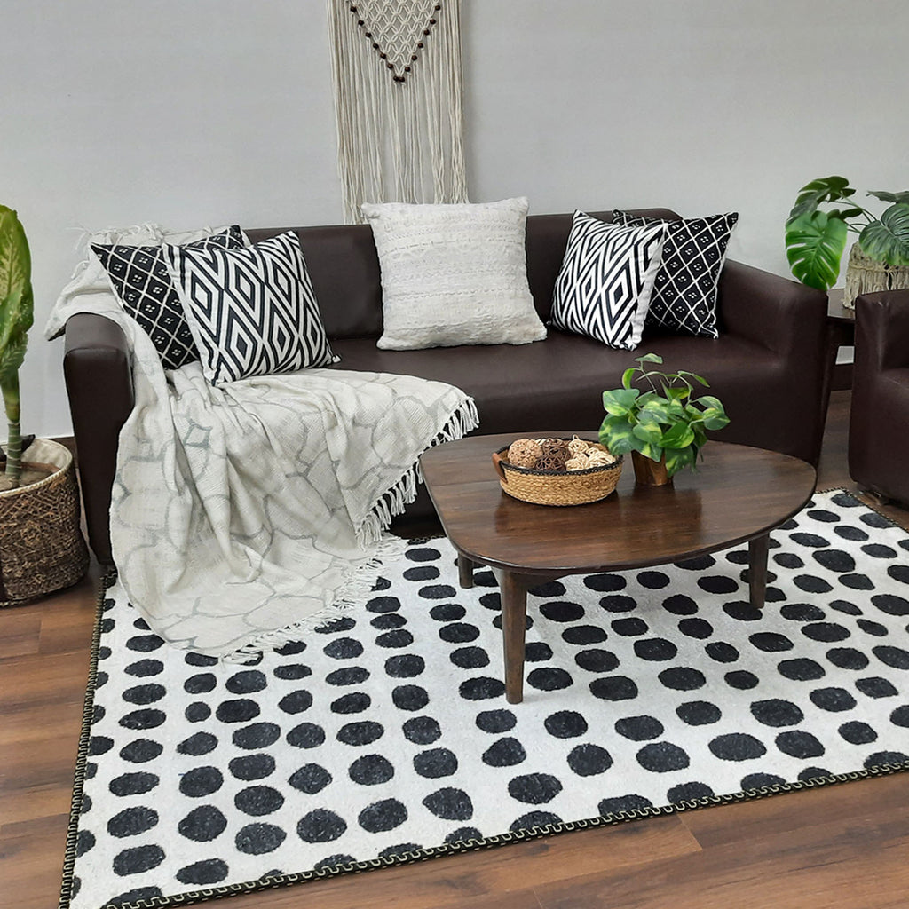 Avioni Faux Silk Carpet for a Stylish and Modern Living Room Monochrome theme | Durable and Washable