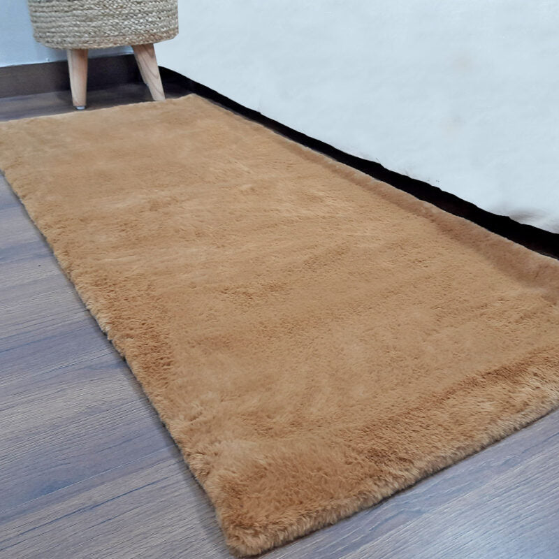 Loomkart – Avioni Ultra Soft Light Brown Cozy Faux  Fur Carpet for Bedroom/Hallway/Pooja Room-Easily Hand Washable- 60X150cm
