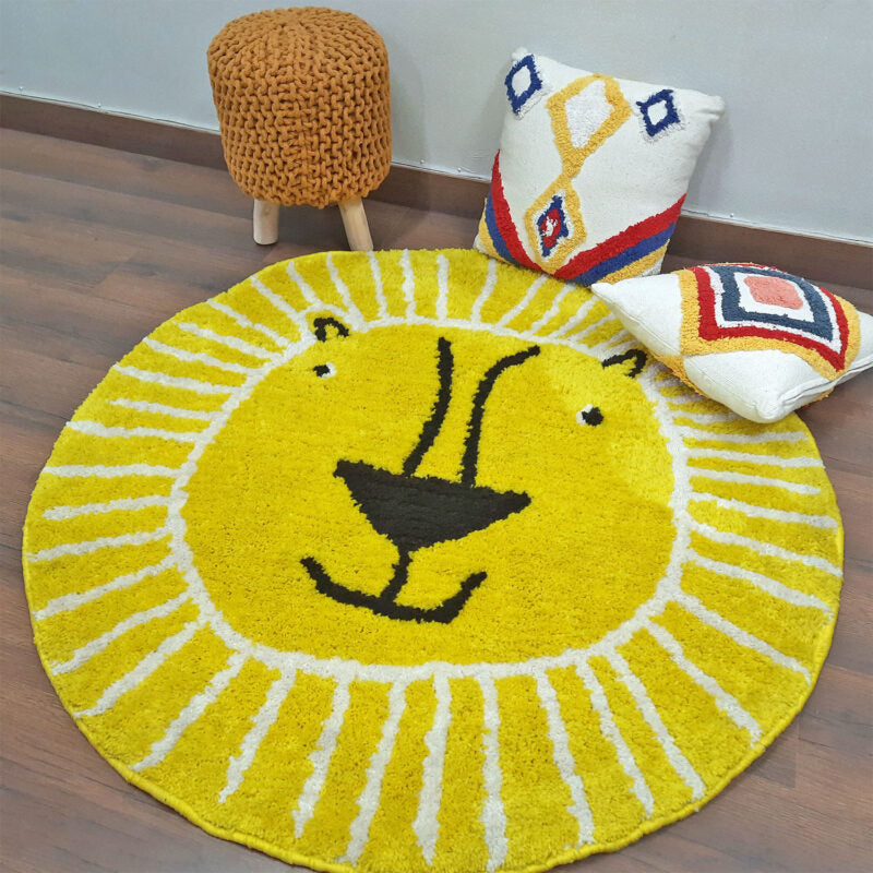 Avioni Exclusive Cute Lion Cartoon Shaggy Soft Faux Fur (MicroPolyester) Carpet – 130 cm